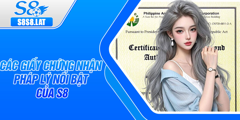 Các giấy chứng nhận pháp lý nổi bật của S8